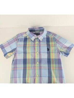 U.S. Polo Assn. Boys Blue Plaid Button-Down Shirt (Size: 8)